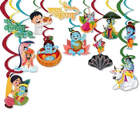 Festiko Pcs Happy Janmashtami Swirls With Cutouts Hanging