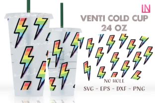 Lightning Bolt Rainbow Venti Cold Cup Graphic By Lookhnam Creative