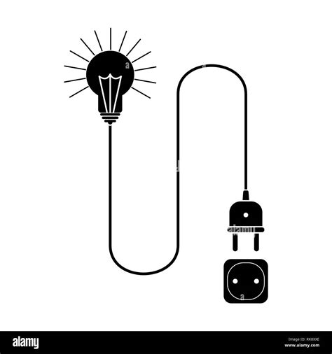 Light Bulb With A Wire And A Plug Is Connected To An Electrical Outlet