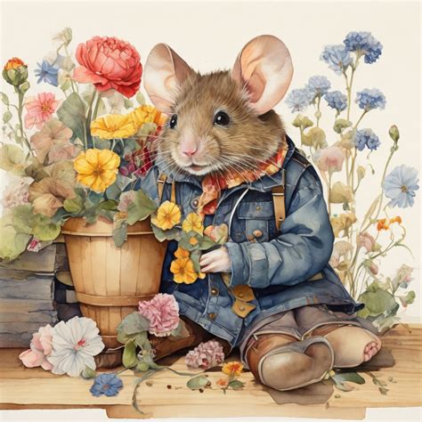 mouse flower art print  stock photo public domain pictures