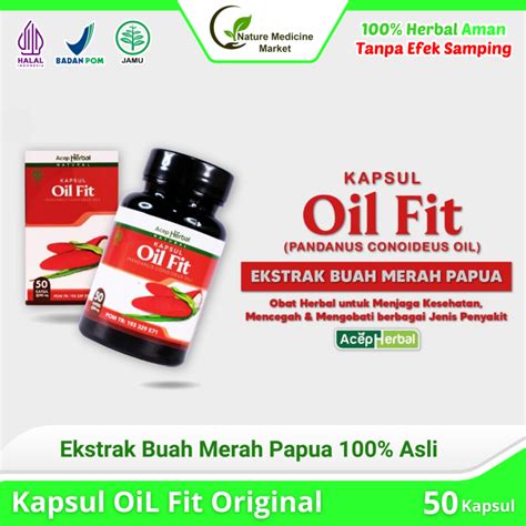 Herbal Oil Fit 50 Kapsul Ekstrak Minyak Buah Merah Papua Multi Khasiat