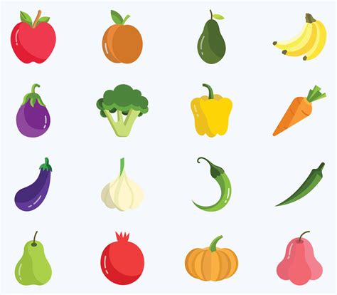 Fruits And Vegetables Icon Set Vegan Vector 11418496 Vector Art At