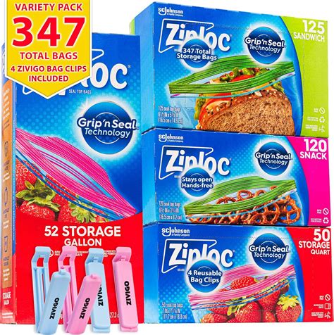 Amazon Ziplock Bags Variety Pack Bags Total New Stay Open