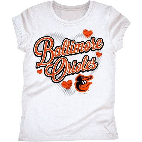 Mlb Baltimore Orioles Girls Short Sleeve White Graphic Tee