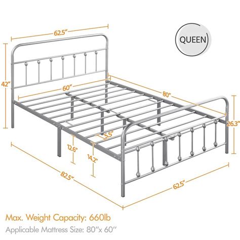 Yaheetech Iron Platform Bed Frame With High Headboard And Footboard