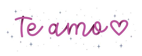 Hand Cursive Phrase Pink I Love You In Brazilian Portuguese With Stars