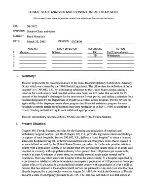 Fillable Online Leg State Fl Senate Staff Analysis And Economic Impact