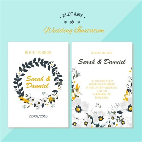 Diseño floral de invitación de boda Descargar Vectores gratis