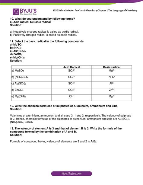 Selina Solutions Class Concise Chemistry Chapter The Language Of