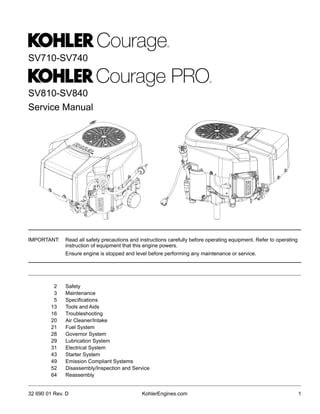 Kohler Courage Pro Sv Service Repair Manual Pdf