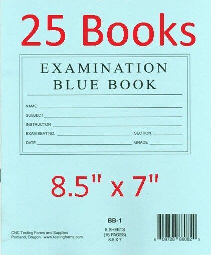 25 7 X 85 Blue Book Exam Booklets Notebook Examination Essay Testing