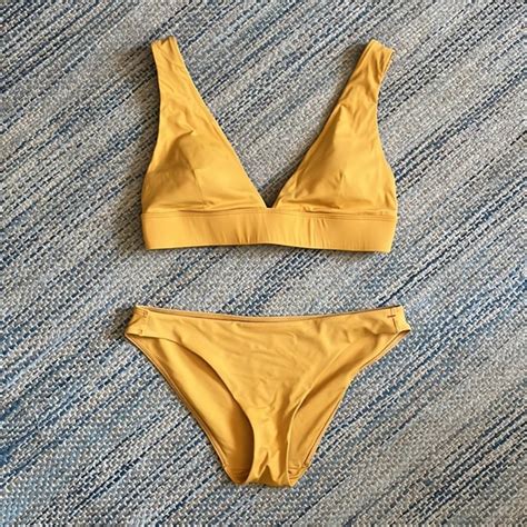 Everlane Swim Everlane Renew Triangle Bikini Yellow M Poshmark