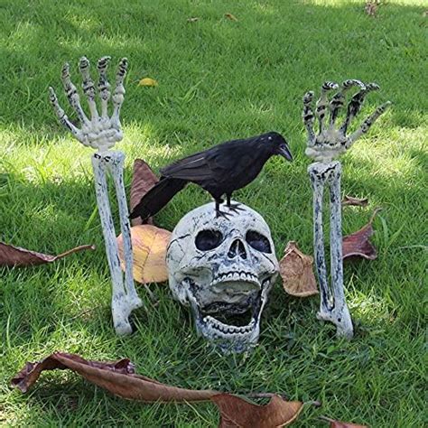 Aiseno Realistic Skeleton Stakes Halloween Decorations Skull And Arms Legs Set For