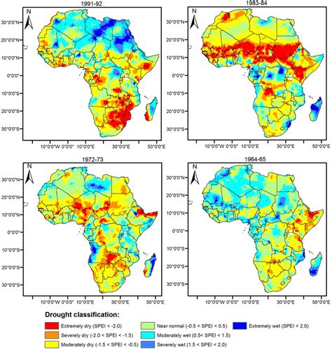 Geospatial Coverage Of Extreme Droughts Of 1964 1965 1972 1973