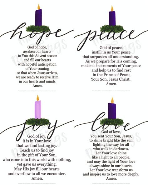 Advent Wreath Prayers Four Print Bundle Catholic Christian - Etsy