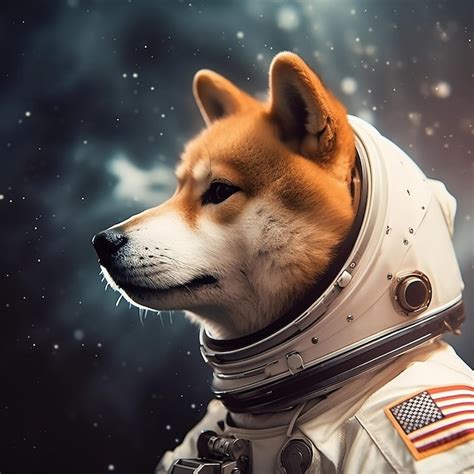 Un Perro En Un Traje Espacial Con La Bandera Foto Premium