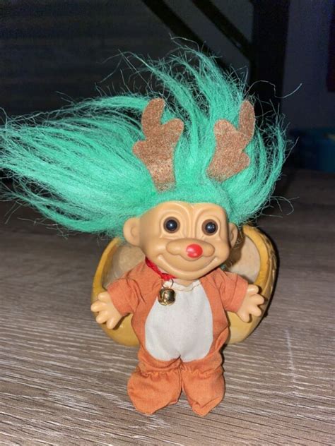 Russ Troll Doll Christmas Rudolf The Red Nosed Reindeer 45 Green Hair