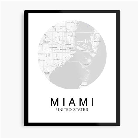 Lámina metálica Camisa de mapa de Miami Florida mapa de la ciudad