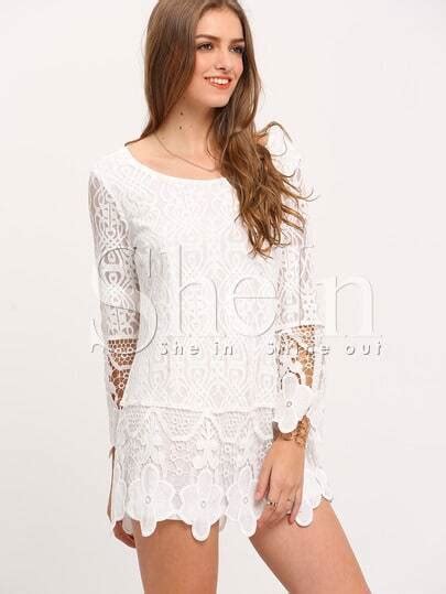 Long Sleeve Crochet Lace Dress Shein Sheinside