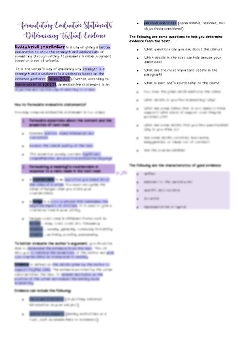 SOLUTION Formulating Evaluative Statements Determining Textual