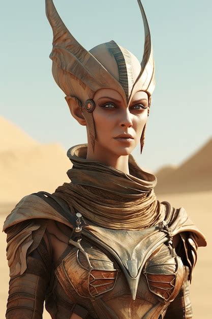 Premium Ai Image A Woman In A Desert With A Mask On Her Head And A