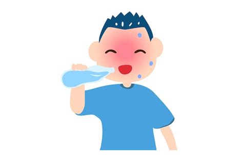 Ilustración de un niño bebiendo agua como medida contra el golpe de