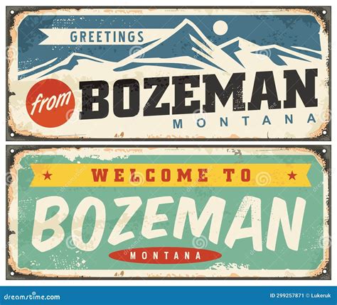 Bienvenida A Bozeman Montana Retro Ilustración Del Vector Ilustración