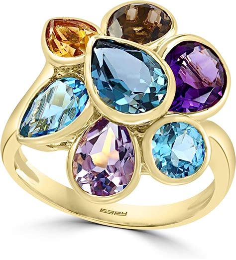 Effy 14k Yellow Gold Multi Gemstone Ring 633 Tcw