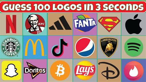 Guess The Logo In 3 Seconds 🔥 100 Famous Logos Youtube