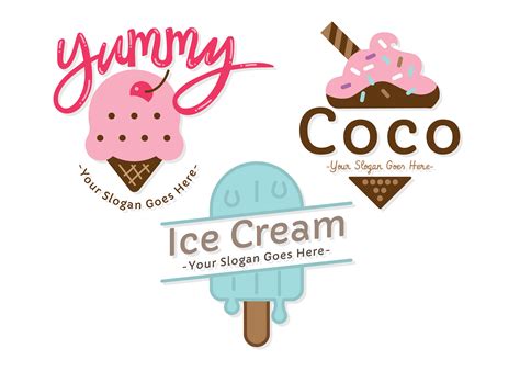 Ice Cream Shop Logo Set Vector 182721 Vector Art at Vecteezy