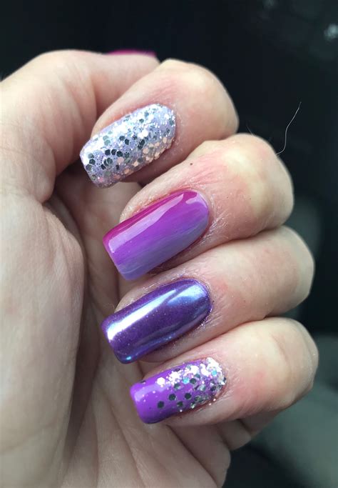 Purple Chrome And Glitter Nails Manicure And Pedicure Nails