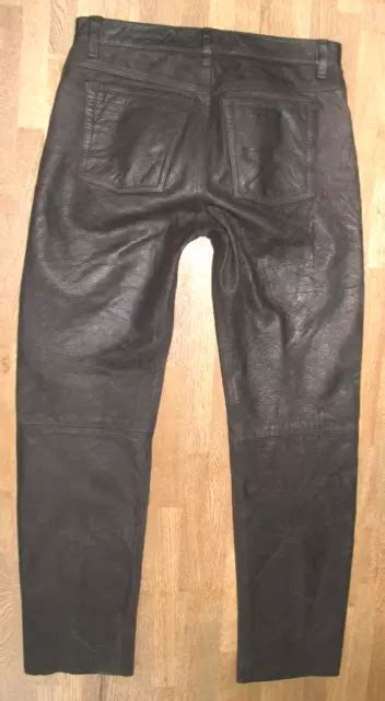 Henry Morell D Homme Jean En Cuir Nubuque Pantalon Noir Gr Env