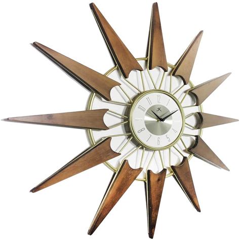 Gold Wall Clock Retro Mid Century Starburst Alarm Clock Oversized Mid