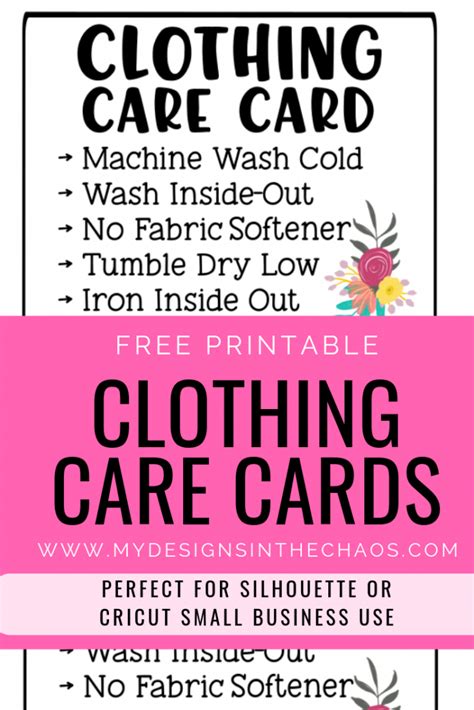 Printable Clothing Care Cards My Designs In The Chaos