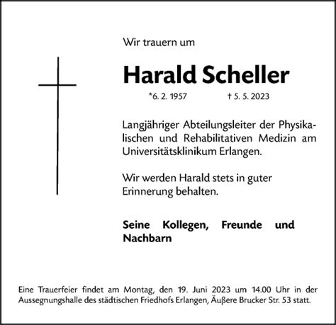 Traueranzeigen Von Harald Scheller Trauer Nn De