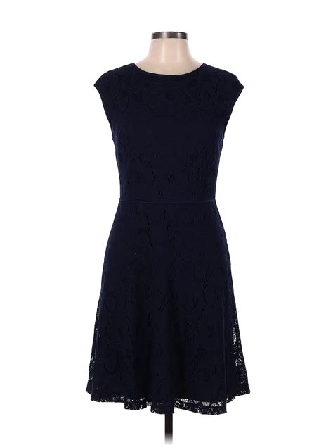 Wisp 100 Polyester Solid Navy Blue Cocktail Dress Size 12 72 Off