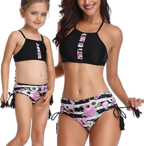 GWELL Traje de Baño de Dos Piezas para Mujer Niñas Madre e Hija Bikini para Familia Verano Playa
