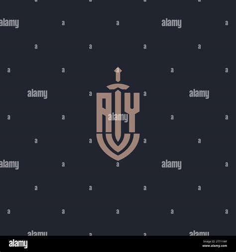 Ay Logo Monogram With Sword And Shield Style Design Template Vector