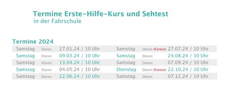 Erste Hilfe Und Sehtest Termine Fahrschule Rauch