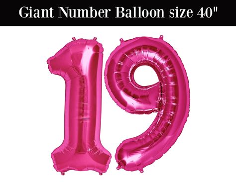 JUMBO Number 19 balloons Pink 19 balloon 40 balloons | Etsy