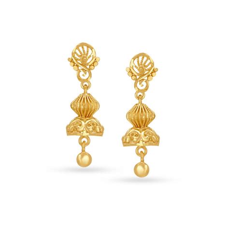 Buy Polish Traditional Gold Jhumkas At Best Price Tanishq Uae