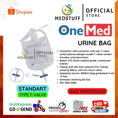 Jual Urine Bag Urobag Onemed Kantong Kencing Urin Liter T Valve