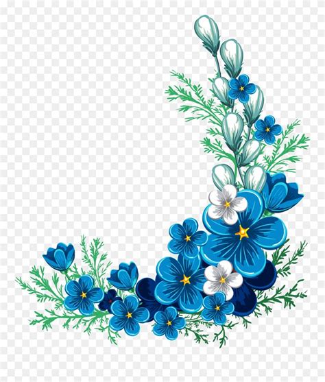 Download hd Transparent Flower Border Clipart - Corner Blue Flower ...