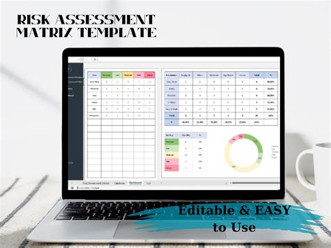 Risk Assessment Matrix Template, Matrix Digital Excel Templates, Risk Management Tool, Risk ...