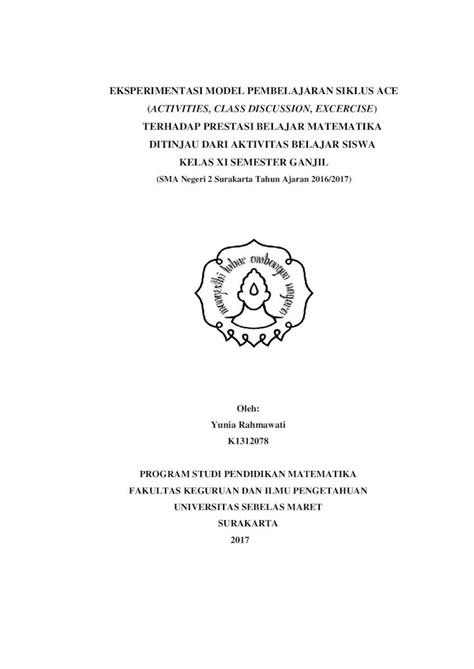 Pdf Eksperimentasi Model Pembelajaran Siklus Ace Dekan Fakultas