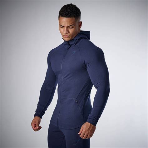 Gymshark Fit Hooded Top Sapphire Blue Hoodies Men Workout Hoodie