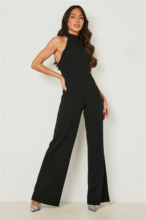 Halterneck Wide Leg Jumpsuit Boohoo Uk