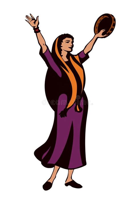 Dancing Woman With A Tambourine Vector Drawing Stock Vector