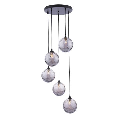 Dar Lighting Federico Light Cluster Pendant In Matt Black With Smoked