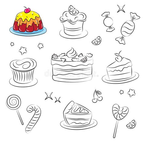 Illustration De Livre De Coloriage Des Desserts Et Des Bonbons